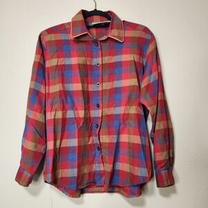 Vintage Koret City‎ Blues Red Plaid Button Up Womens SIze Medium
